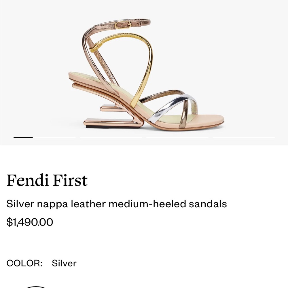 Fendi first silver medium heel sandals 39 Mint